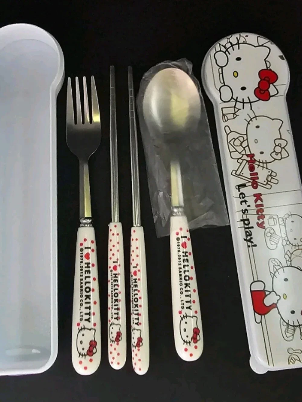 HK White Cutlery Set - Spoon, Fork, Chopsticks